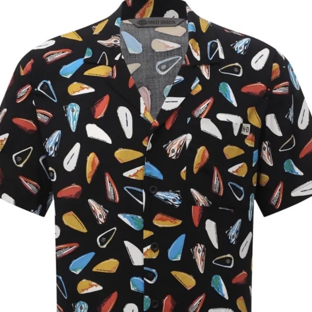 NEW Harley Davidson’s Garage Men’s Vacation Cruise Rayon Shirt M SLIM FIT